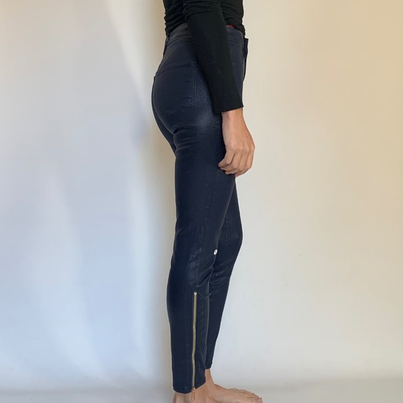 L’AGENCE Sabine High Rise Coated Skinny Jeans Navy "Deep Cove" - Picture 5 of 15